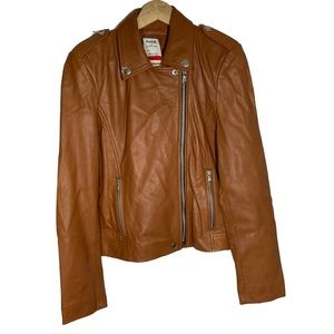 NWT Amaryllis size Large Genuine Leather Jacket Brown Real Leather Jacket Sexy
